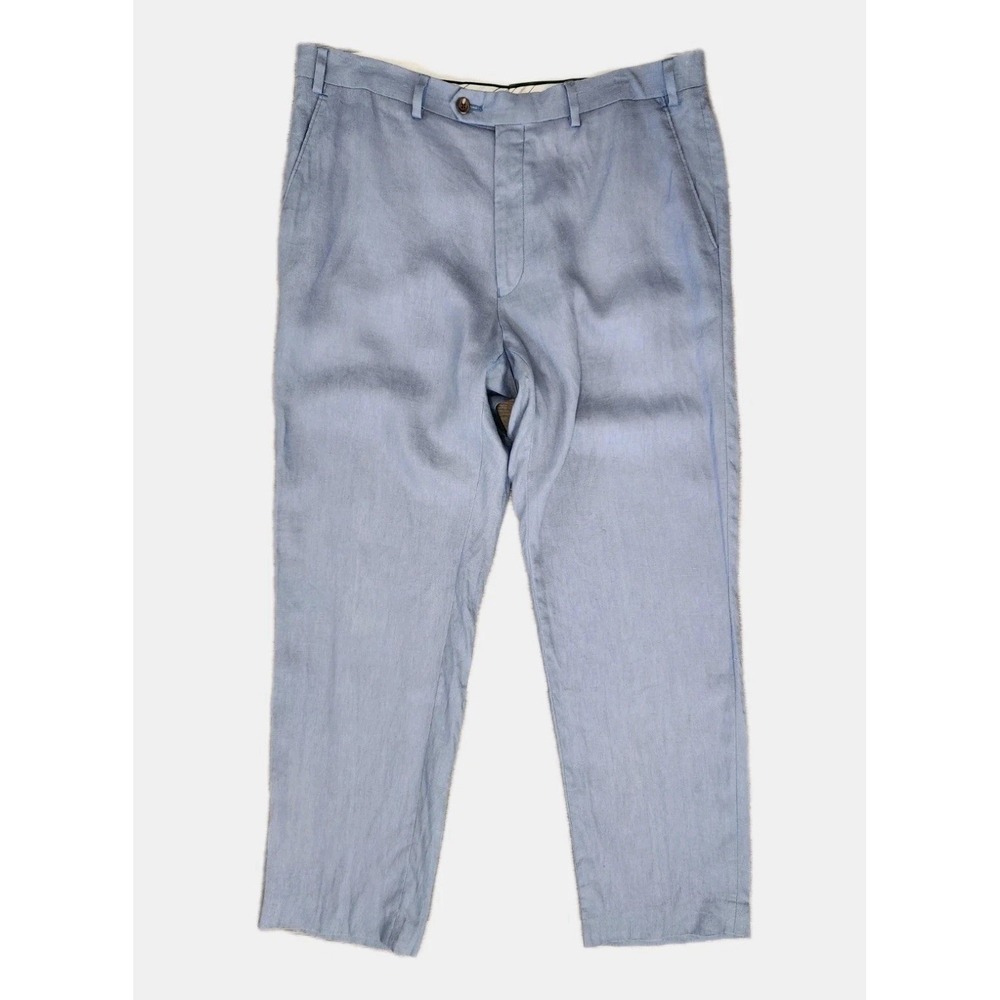 Lauren Ralph Lauren Slim Black Label 100% Linen Pants Mens 36 X 32 Blue Slacks